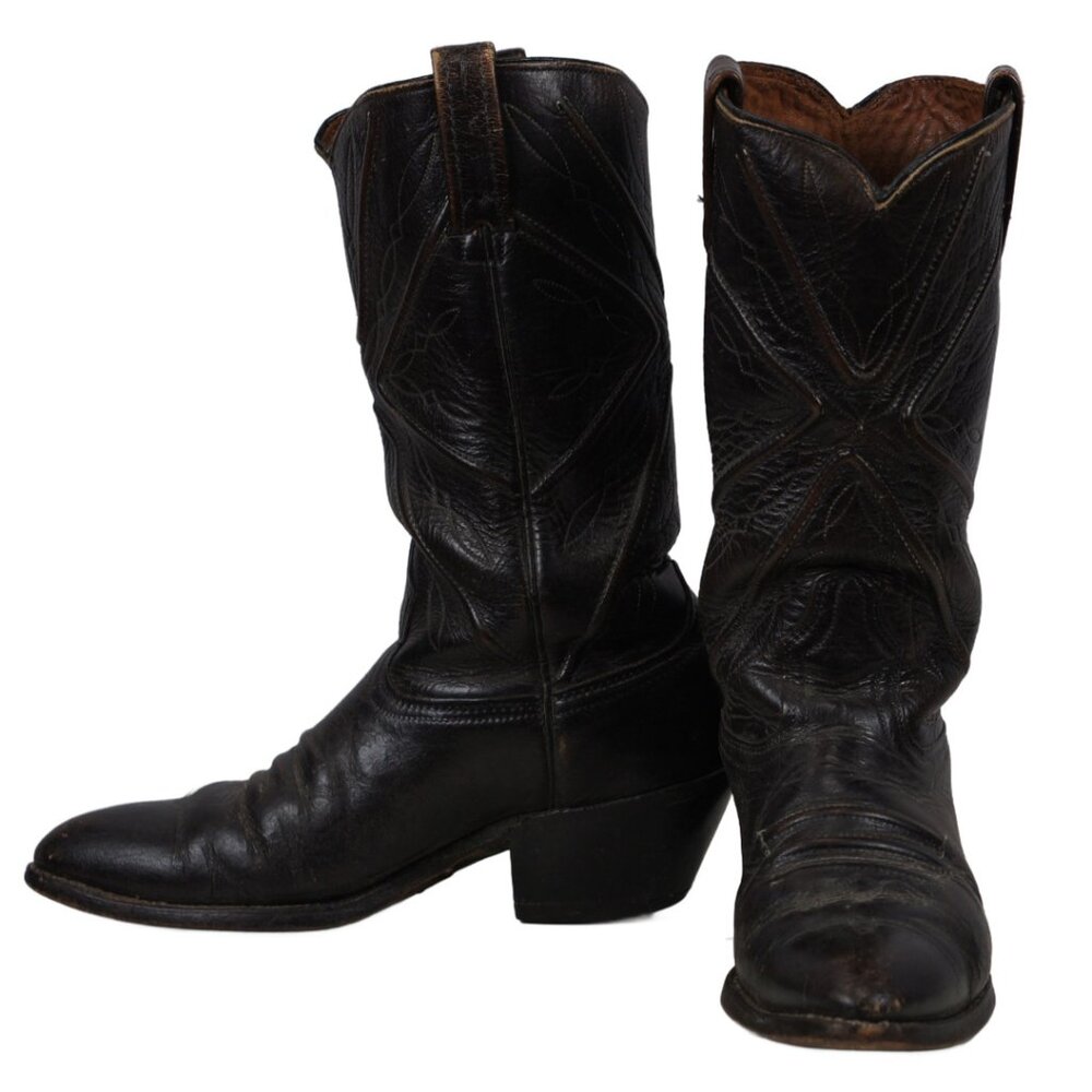 Acme Rockabilly Distressed Cowboy Boots Crosses Vintage US Made Men 7 Women 8.5